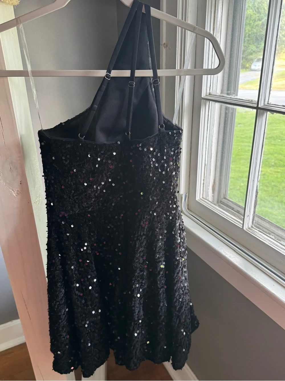 Girls' One-Shoulder Black Sequin Formal Dress